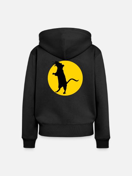 rat and moon - Frauen Premium Bio Zip Hoodie - Schwarz