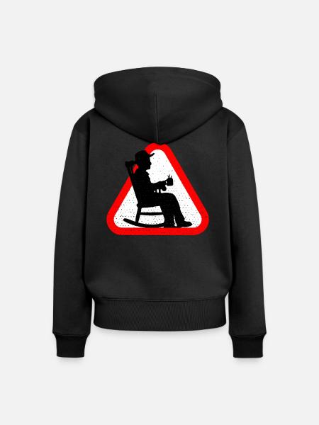 Attention Grandfather - Frauen Premium Bio Zip Hoodie - Schwarz