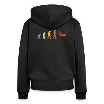 Distressed Diving Evolution - Frauen Premium Bio Zip Hoodie - Schwarz - Hinten - Julia (174cm)