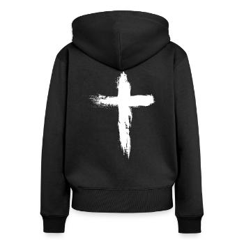 Catholic - Women's Premium Organic Zip Hoodie - black - Back - Julia (174cm)