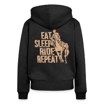 Chevaux Eat Sleep Repeat Équitation Cavalier Cadeau - Sweat à capuche zippé Premium bio Femme - noir - Dos - Julia (174cm)