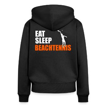 EAT. SLEEP. TENNIS PLAGE. REPEAT. - Sweat à capuche zippé Premium bio Femme - noir - Dos - Julia (174cm)