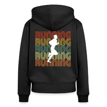 RUNNING - Frauen Premium Bio Zip Hoodie - Schwarz - Hinten - Julia (174cm)