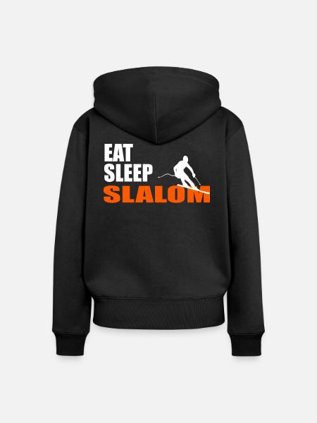 EAT. SLEEP. SLALOM. REPEAT. - Frauen Premium Bio Zip Hoodie - Schwarz