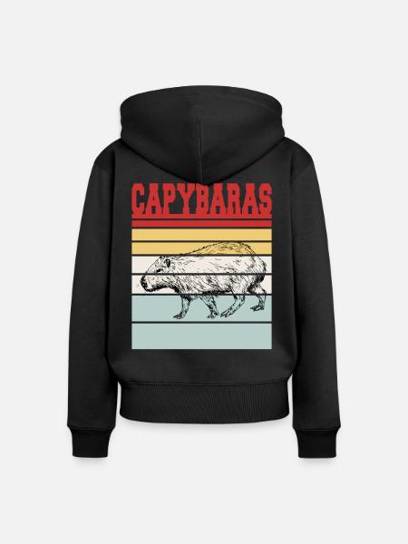 CAPYBARAS - Frauen Premium Bio Zip Hoodie - Schwarz