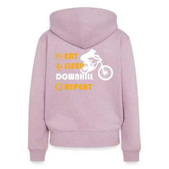 Downhill Graphic Tshirt - Frauen Premium Bio Zip Hoodie - Altrosa - Hinten - Julia (174cm)