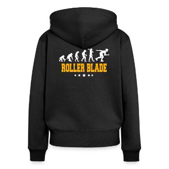 ROLLER BLADE - Frauen Premium Bio Zip Hoodie - Schwarz - Hinten - Julia (174cm)