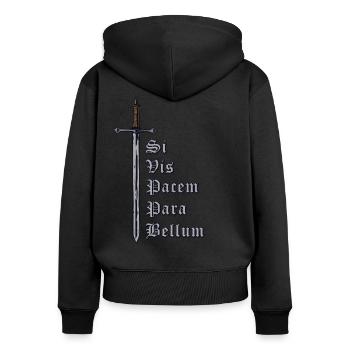 Latin with sword - Si Vis Pacem Para Bellum - Women's Premium Organic Zip Hoodie - black - Back - Julia (174cm)