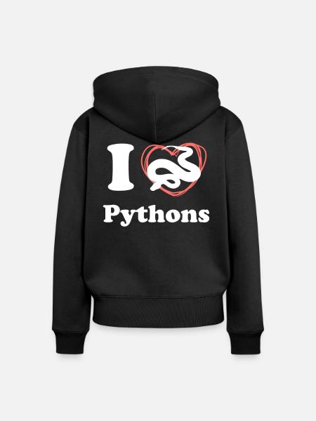 I Love Pythons - Frauen Premium Bio Zip Hoodie - Schwarz