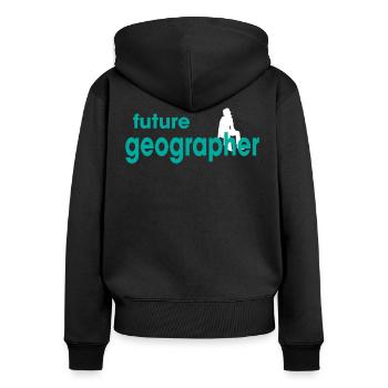 Futurs géographes - Sweat à capuche zippé Premium bio Femme - noir - Dos - Julia (174cm)