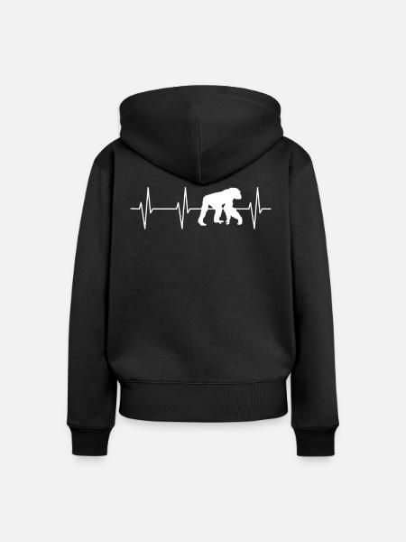 Chimpanzee Heartbeat Tee - Frauen Premium Bio Zip Hoodie - Schwarz