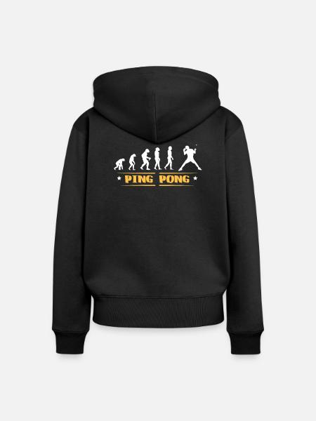 EVOLUTION PING PONG - Frauen Premium Bio Zip Hoodie - Schwarz