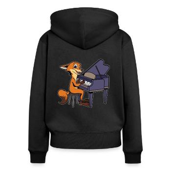 Comic Fuchs plays piano - Women's Premium Organic Zip Hoodie - black - Back - Julia (174cm)