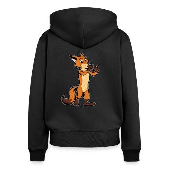 Comic Fuchs plays flute - Women's Premium Organic Zip Hoodie - black - Back - Julia (174cm)