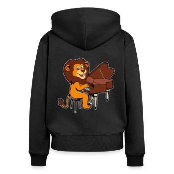 Comic Lion plays piano - Women's Premium Organic Zip Hoodie - black - Back - Julia (174cm)