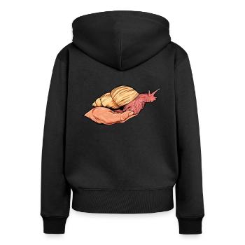 Snail crawls on the hand - agate snails - Women's Premium Organic Zip Hoodie - black - Back - Julia (174cm)