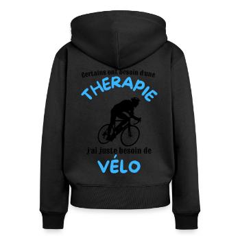 Pas besoin de thérapie juste de vélo cadeau - Sweat à capuche zippé Premium bio Femme - noir - Dos - Julia (174cm)