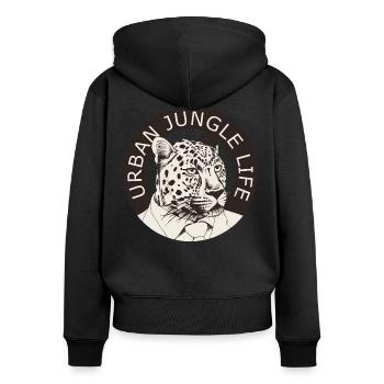 Grande ville jungle Léopard en costume - Sweat à capuche zippé Premium bio Femme - noir - Dos - Julia (174cm)
