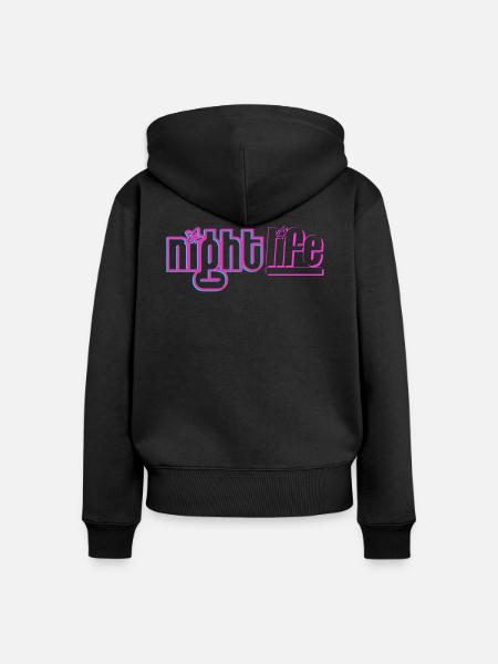Nachtleben - Frauen Premium Bio Zip Hoodie - Schwarz