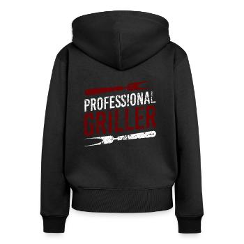 Professional griller - Women's Premium Organic Zip Hoodie - black - Back - Julia (174cm)