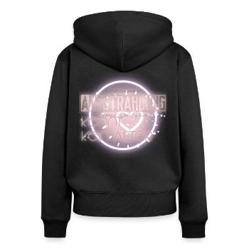Ausstrahlung kennt kein Alter - Frauen Premium Bio Zip Hoodie - Schwarz - Hinten - Julia (174cm)