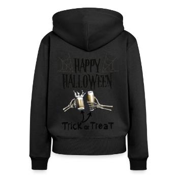 Happy Halloween - Alkohol oder Saures - Frauen Premium Bio Zip Hoodie - Schwarz - Hinten - Julia (174cm)