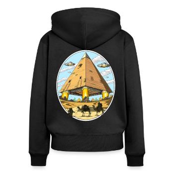 Ausländer-Raum Anunnaki UFO der ägyptischen Pyramiden - Frauen Premium Bio Zip Hoodie - Schwarz - Hinten - Julia (174cm)