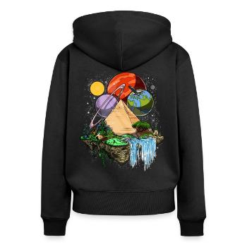 Une ancienne conspiration des extraterrestres des pyramides égyptiennes - Sweat à capuche zippé Premium bio Femme - noir - Dos - Julia (174cm)