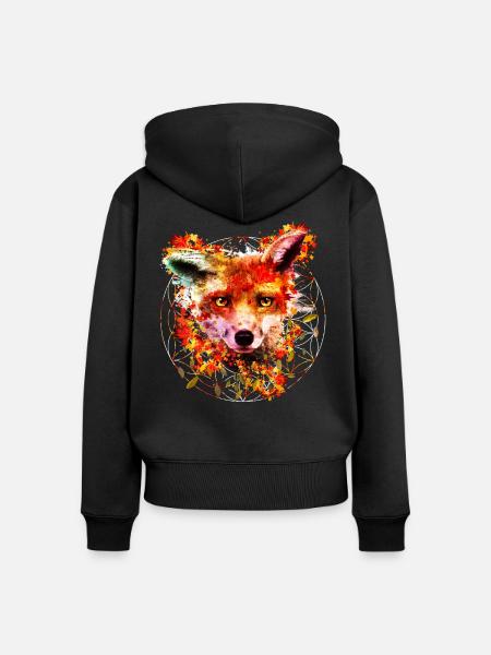 Aquarell Fuchs - Frauen Premium Bio Zip Hoodie - Schwarz