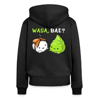 Sushi Wasabi mignon Couple Wasa Bae - Sweat à capuche zippé Premium bio Femme - noir - Dos - Julia (174cm)