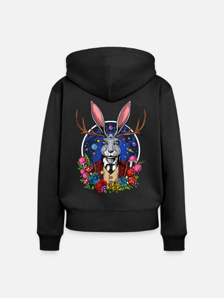 Psychedelische Jackalope - Frauen Premium Bio Zip Hoodie - Schwarz