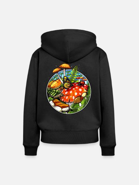 Magische Pilz-Pilze - Frauen Premium Bio Zip Hoodie - Schwarz