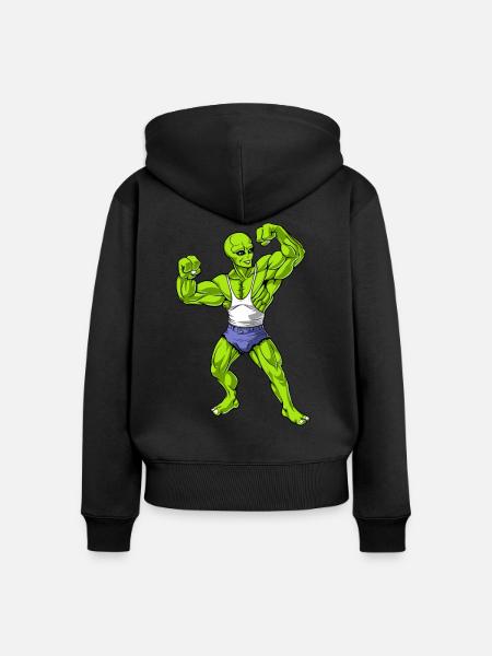 Ausländisches Eignungs-Bodybuilding - Frauen Premium Bio Zip Hoodie - Schwarz