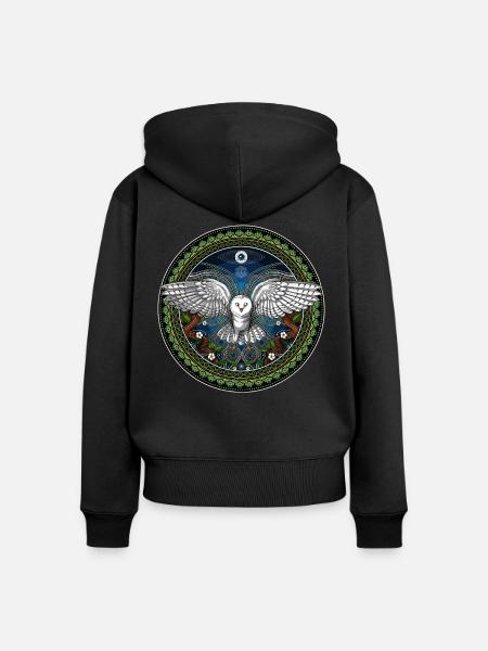 Ayahuasca-Eule - Frauen Premium Bio Zip Hoodie - Schwarz