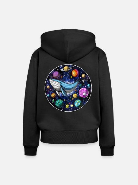 Psychedelischer Wal - Frauen Premium Bio Zip Hoodie - Schwarz