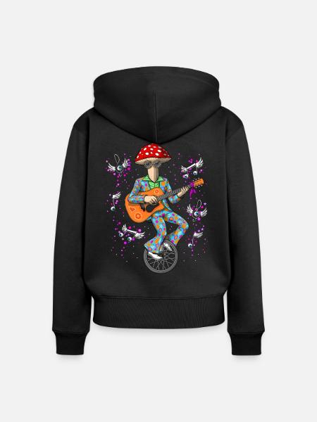 Disco Magic Mushroom - Frauen Premium Bio Zip Hoodie - Schwarz