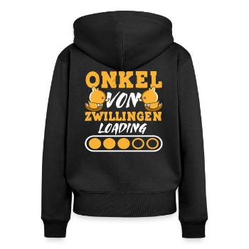 Onkel von Zwillingen Loading Schwangerschaft - Frauen Premium Bio Zip Hoodie - Schwarz - Hinten - Julia (174cm)