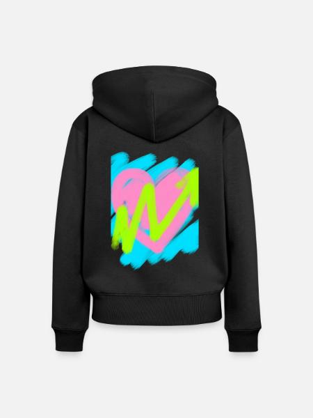 Herz mit Marker - Frauen Premium Bio Zip Hoodie - Schwarz