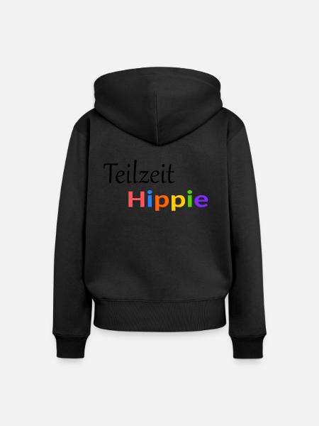 Teilzeit Hippie - Frauen Premium Bio Zip Hoodie - Schwarz