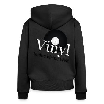 Vinyl - Schallplatte - Meine kleine Welt - Frauen Premium Bio Zip Hoodie - Schwarz - Hinten - Julia (174cm)
