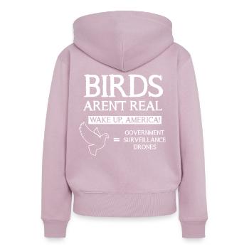 Birds Aren't Real Aufwachen, Staatsüberwachung - Frauen Premium Bio Zip Hoodie - Altrosa - Hinten - Julia (174cm)