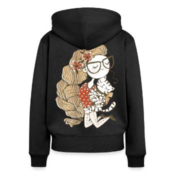 The girl & her beloved cat: Cat attitude - Women's Premium Organic Zip Hoodie - black - Back - Julia (174cm)