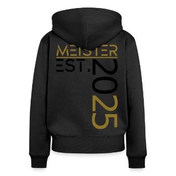 Meister EST. 2025 - Frauen Premium Bio Zip Hoodie - Schwarz - Hinten - Julia (174cm)