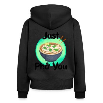 Just Pho You - Frauen Premium Bio Zip Hoodie - Schwarz - Hinten - Julia (174cm)