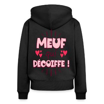 Femme Meuf Qui Décoiffe Meilleure Fille - Sweat à capuche zippé Premium bio Femme - noir - Dos - Julia (174cm)
