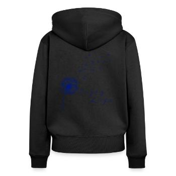 Enjoy Life Pusteblume Löwenzahn Leichtigkeit - Frauen Premium Bio Zip Hoodie - Schwarz - Hinten - Julia (174cm)