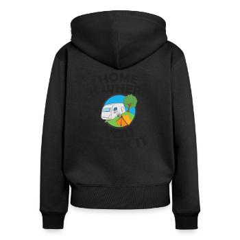 caravane - Sweat à capuche zippé Premium bio Femme - noir - Dos - Julia (174cm)