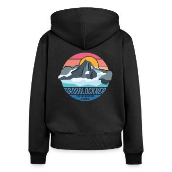 Großglockner 3798m Low Poly Berg Gipfel Österreich - Frauen Premium Bio Zip Hoodie - Schwarz - Hinten - Julia (174cm)