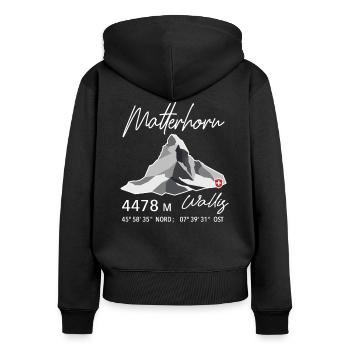 Matterhorn Zermatt Swiss Mountain Retro Low Poly - Women's Premium Organic Zip Hoodie - black - Back - Julia (174cm)