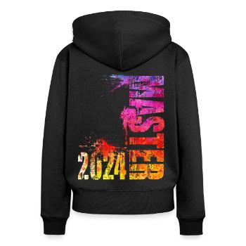 Master 2024 - Frauen Premium Bio Zip Hoodie - Schwarz - Hinten - Julia (174cm)